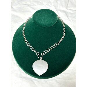 Silver Heart Pendant Necklace With Chain Elegant Glam Classy 18 Inches